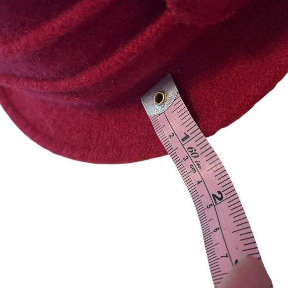Toucan Collection Red Cloche Women SZ 6 1/2 Vintage With Flower Wool Retro Chic - Picture 6 of 11
